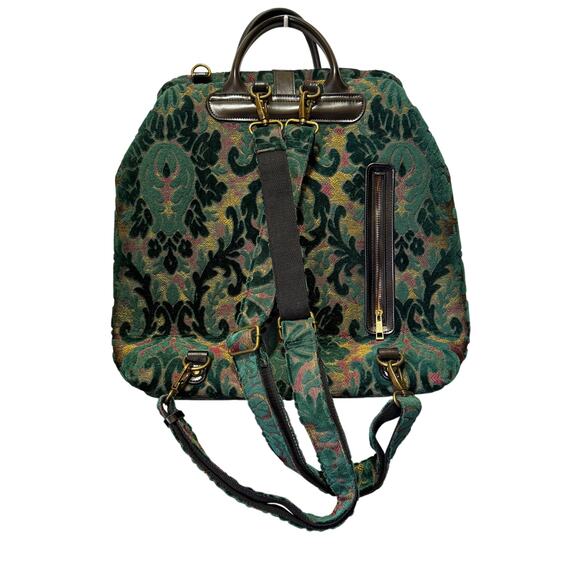 NWOT MCW Burnout Velvet Jade Green Carpet Laptop Backpack - Picture 2 of 15